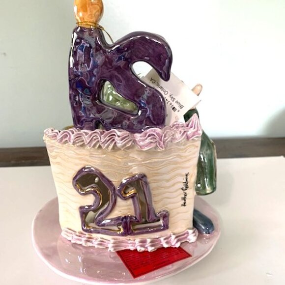 Blue Sky Clayworks "21” Birthday Cake tea light by Heather Goldminc - Picture 4 of 10